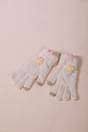 Beige Knit Floral Gloves, Image 4 of 4