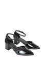 Black XY LONDON Black 'Evie' Low Block Heel Court Shoes With Pointed Toe, Image 6 of 6