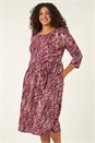 Red Curve Spot Print Stretch Midi Dress, Image 2 of 5