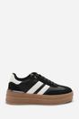Black 'Brisa' Platform Lace Up Trainers with Side Stripes, Image 2 of 8