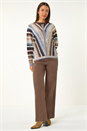 Chocolate Chevron Stitch Detail Jumper, Image 3 of 5