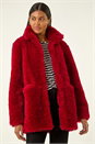Red Curly Soft Borg Coat, Image 4 of 5