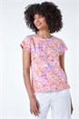 Pink Aztec Print Sequin Stretch T-Shirt, Image 1 of 5