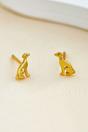 Gold Sterling Silver Greyhound Dog Stud Earrings, Image 3 of 4