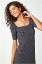 Black Polka Dot Print Midi Dress, Image 4 of 5