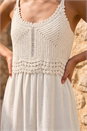 Natural  Petite Crochet Bodice Linen Blend Maxi Dress, Image 4 of 4