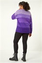 Purple Curve Ombre Stripe Knit Jumper, Image 3 of 5