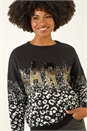 Black Paris Sequin Animal Knit Jumper, Image 4 of 5