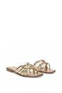 Gold XY LONDON Gold 'Fiona' Strappy Flat Open Toe Sandal Mule Sliders, Image 3 of 5