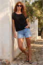 Black Cut Out Detail Stretch Top, Image 2 of 4