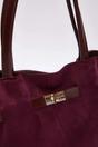Plum Suede Tote With Soft Handle And Cross-Body Strap, Image 2 of 4