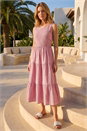 Rose Shirred Textured Smock Midi Dress, Image 3 of 4