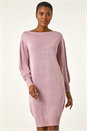 Light Pink Shimmer Slash Neck Jumper Dress, Image 3 of 6