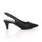 Black Mid Heel Slingback Pointed Toe Court Shoes, Image 2 of 6