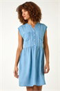 Light Denim Denim Button Short Dress, Image 4 of 5