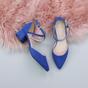 Royal Blue AJVANI Royal Blue Mid Block Heel Crossed Strap Pointed Toe 2 Part Heels, Image 4 of 6