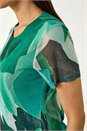 Green Leaf Print Mesh Midi Dress, Image 5 of 5