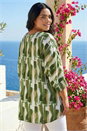 Green Curve Dipped Hem Abstract Print Top, Image 3 of 4