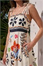 Ivory  Floral Palm Strappy Midi Dress, Image 4 of 4