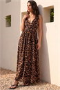 Camel  Dusk Animal Print Halterneck Maxi Dress, Image 2 of 4