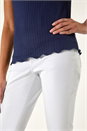 Navy  Textured Lettuce Edge Top  , Image 5 of 5