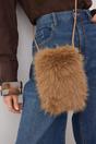 Camel Faux Fur Crossbody Shoulder Bag with Phone Pocket, Image 1 of 4