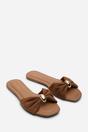 Brown Arc Ruched Buckle Slide On Sandal, Image 4 of 6