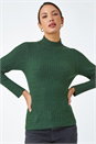 Forest  Ribbed Knit Turtleneck Jumper, Image 2 of 5