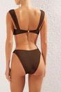 Brown Underwired Bikini Set with Ring Detail and Wide Straps, Image 3 of 3