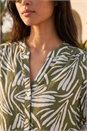 KHAKI Petite Abstract Print Button Up Blouse, Image 3 of 4