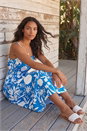 Blue Shirred Waist Strappy Midi Dress, Image 2 of 4
