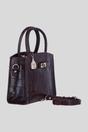 Wine Genuine Leather Structured Handbag with Detachable Crossbody Strap, Image 4 of 4