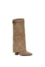 Taupe XY LONDON Taupe 'Rayna' Block Heel Knee High Foldover Boots With Pointed Toe, Image 2 of 5