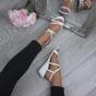 White AJVANI White Mid Wedge Heel Crossed Straps Sandals, Image 5 of 6