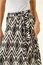 Black Petite Geo Print Tie Waist Midi Skirt, Image 5 of 5