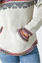 Ivory  Nordic Print Knitted Hooded V-Neck Jumper, Image 5 of 5