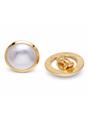 White Domed Pearl-Effect Statement Stud Earrings, Image 2 of 3
