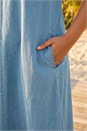 Denim Curve V-Neck Swing Dress, Image 4 of 4