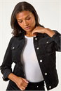 Black Corduroy Pocket Detail Stretch Jacket, Image 1 of 5
