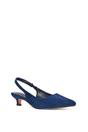 Navy XY LONDON Navy 'Leila' Pointed Toe Low Kitten Heel Slingback Court Shoes, Image 2 of 5