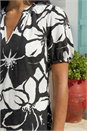 Black Floral Mono Print V-Neck Top, Image 4 of 4