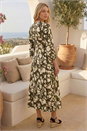 KHAKI Abstract Floral Midi Dress, Image 3 of 4