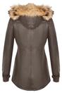 Brown Leather Hooded Parka Jacket-Putian, Image 4 of 5