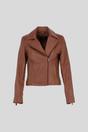 Tan Real Veg Tanned Leather Plain Biker Jacket, Image 2 of 5