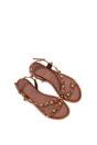 Brown XY LONDON Brown Flat Slingback Sandals With Studded Pearls, Image 6 of 6
