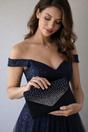 Navy Diamonte Clutch Bag, Image 1 of 1