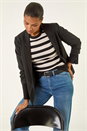 Ivory  Stripe Button Detail Knit Jumper , Image 2 of 4