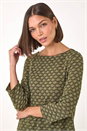 Khaki Metallic Textured Knit Tunic Top, Image 4 of 5