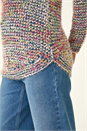Blue Fluffy Striped Curve Hem Jumper, Image 5 of 5