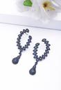 Navy Blue Delicate Leaf Drop Earrings, Image 2 of 4